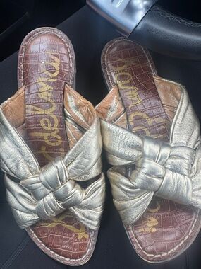 Sam Edelman Gold Knot Leather Slide Sandals - Women
